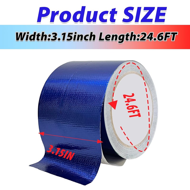 MCOTOP WaterproofRepair Tape for Fabric, 3.1IN x24.6FT, Heavy Duty Outdoor Repair Tape, for RV Roof, Tarp, Tent, Sail and Boat Cover Outdoor Repair Patch, Multipurpose Awning Repair Tape (Blue) - Image 2